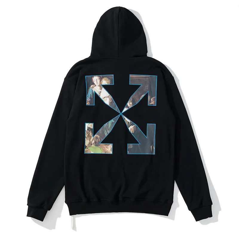 IHJ5584 Autumn oil painting print loose high street hoodies for men and women couple french terry hoodie coat wholesale