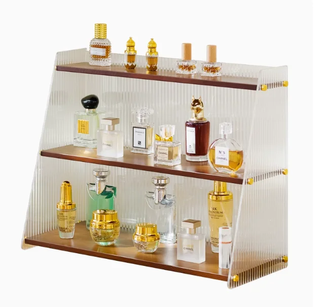 Luxury Transparent Acrylic Display Stand for Coffee Cups Home & Skincare Cosmetics Organizer Stores Shops MDF Metal Materials