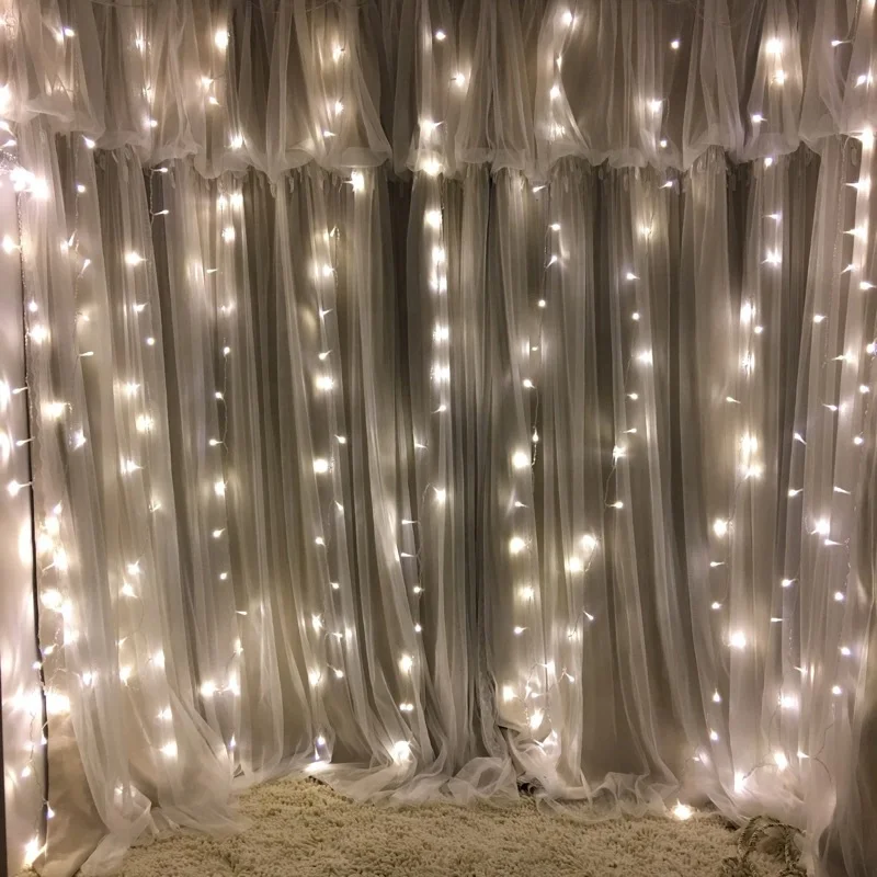 Customized led window curtain string lights light fairy waterfall free example