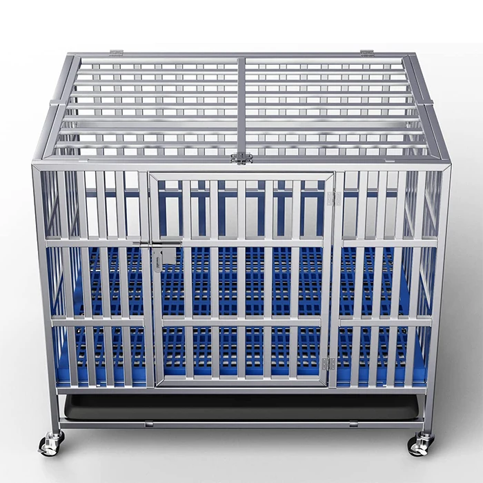 Foldable XL Large Stainless Steel Dog Cage Folding SUS Dog Kennel Box With Toilet Tray