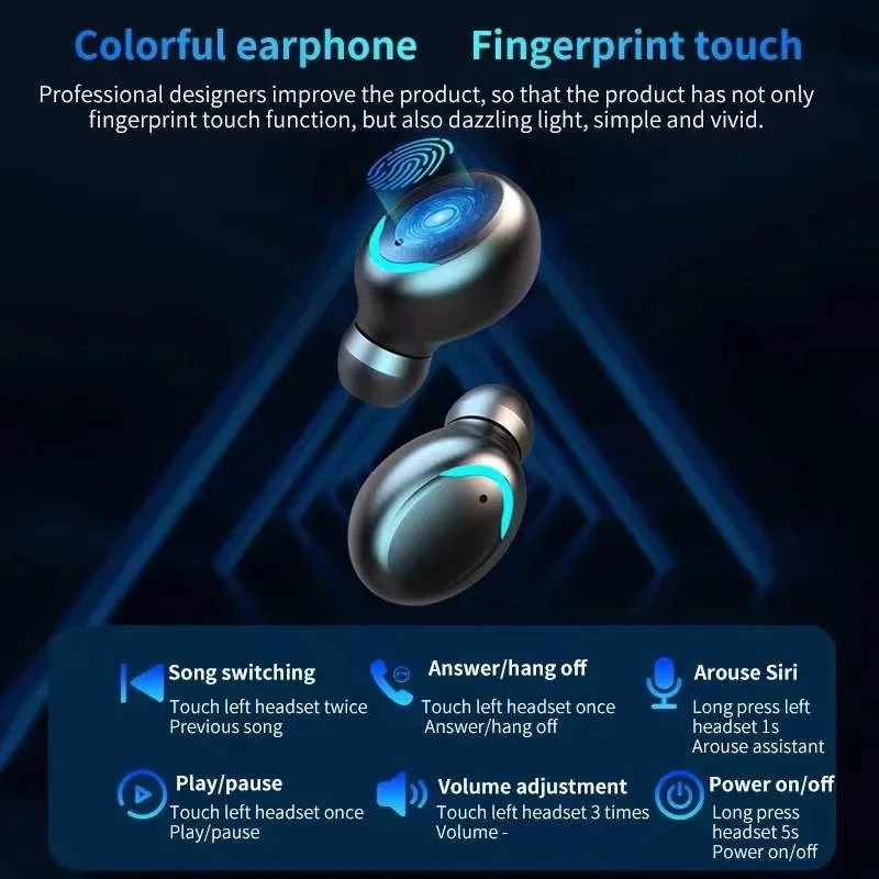 Amazon Top Seller F9 Headphones Wireless Earphones TWS5.0 Cross Border Sports And Leisure Headset Power Display Touch