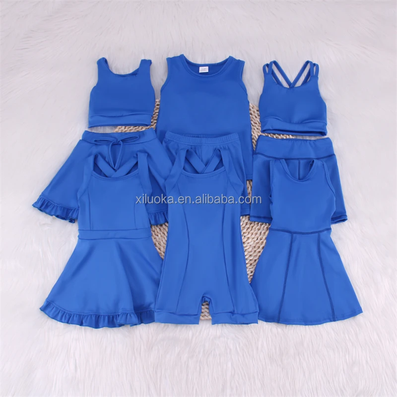 Fashion Solid Color Girls Yoga Skort Sets Quick Dry Youth Skirt With Shorts Set Kids Athletic Boutique Clothing