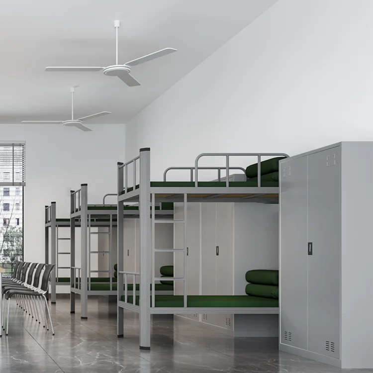 Dormitory Metal Bunk Bed School Dormitory Metal Bed Frame With Ladder Home Furniture Bedroom Adult Kids Metal Bed