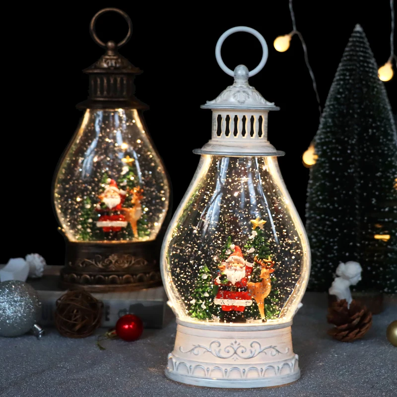 Christmas Snowman Scene Globe Lantern with Swirling Water Glittering Music and Lights for Christmas Home Decorations Gifts