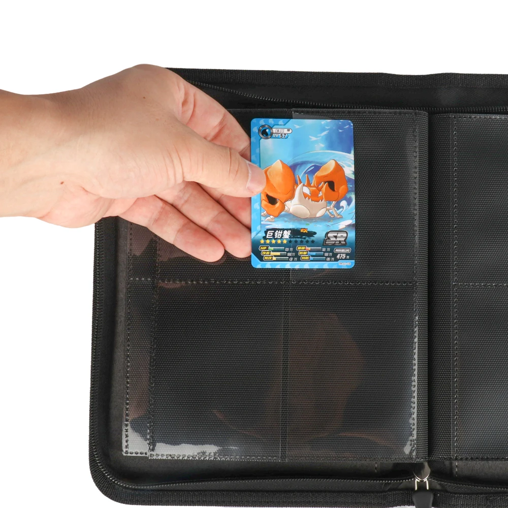 Customized Zippered Baseball 4 Pockets Trading Card Binder PU Leather Zipper Trading Card Folder Custom Game Card Binder Album