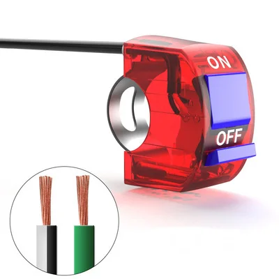 Универсальный переключатель в сборе, водонепроницаемая кнопка включения и остановки огня, 22 мм, 2 провода, на руль мотоцикла