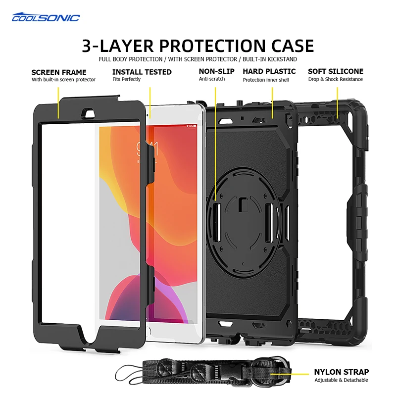 Wholesale PC Silicone Hybrid Rugged Cover With Hand Strap Tablet Case For Lenovo Tab M10 FHD Plus 10.3inch X606 X606F