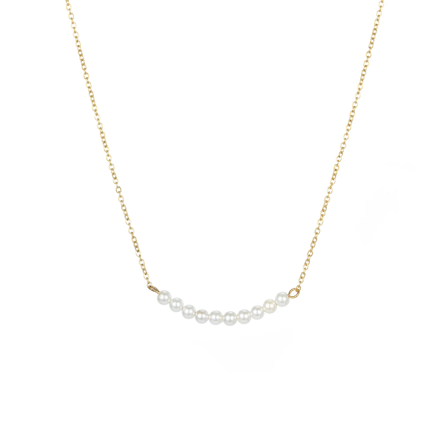 New Design Manufacturer Supply Custom Silver Jewelry 18k Gold Plated Chain Stainless Steel Pearl Necklace for Women