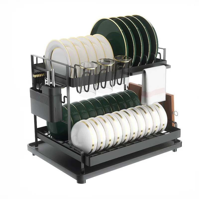 Kitchen Countertop Drain Dish Rack Multi-functional Home Place Dishes and Cutlery Cutting Board Storage Rack