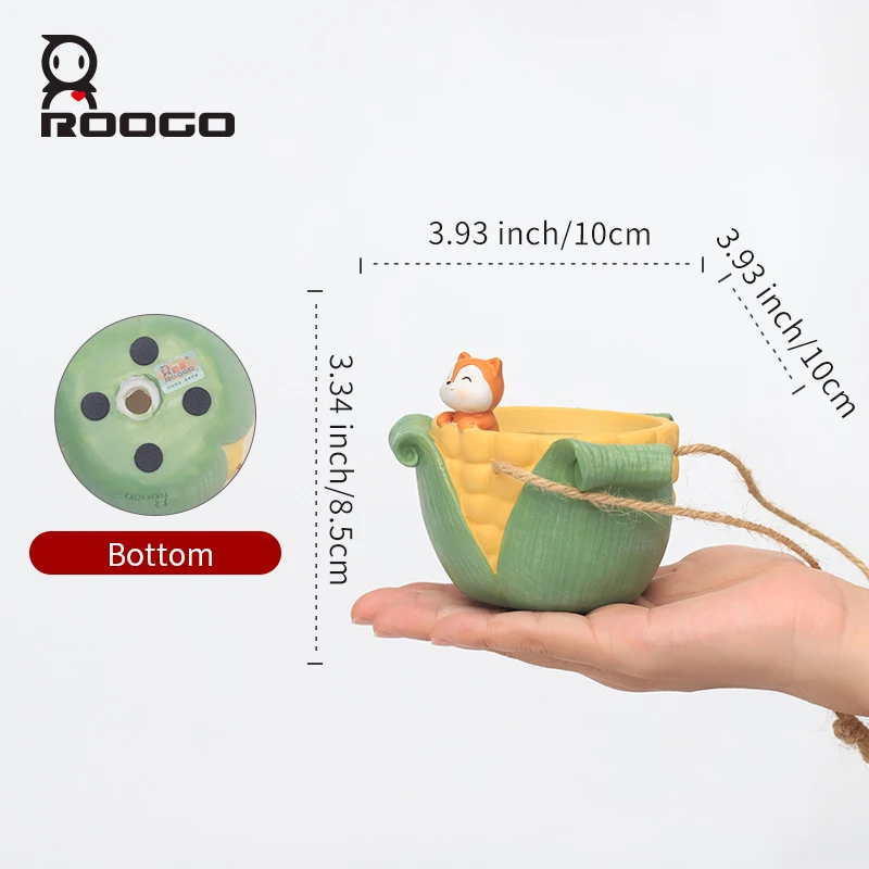 Roogo Corn And Green Mango Shape Hanging Flower Pot Functional Desk Planter Wall Decors