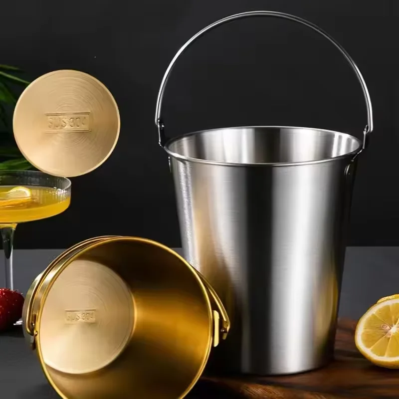 Factory Direct Luxury Gold Plated Antique Deer Handle Stainless Steel Metal Champagne Bowl Bucket Cooler Beer Wine Ice Bucket