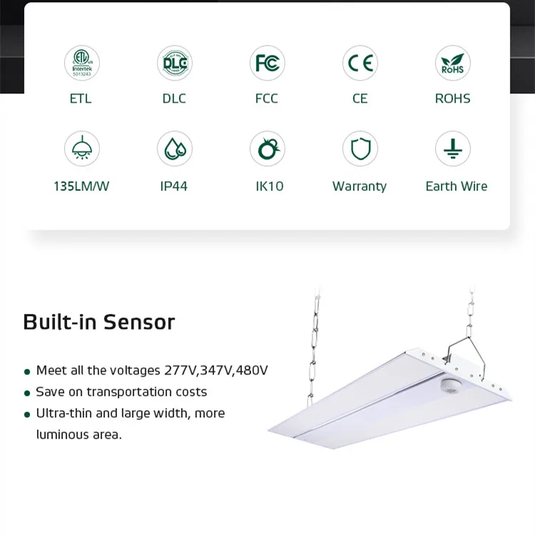 Shop Supermarket Plug In Fluorescent 220Volt 135W 165W Integrated Led Tube Linear High Bay Warehouse Lighting Fixture For Garage