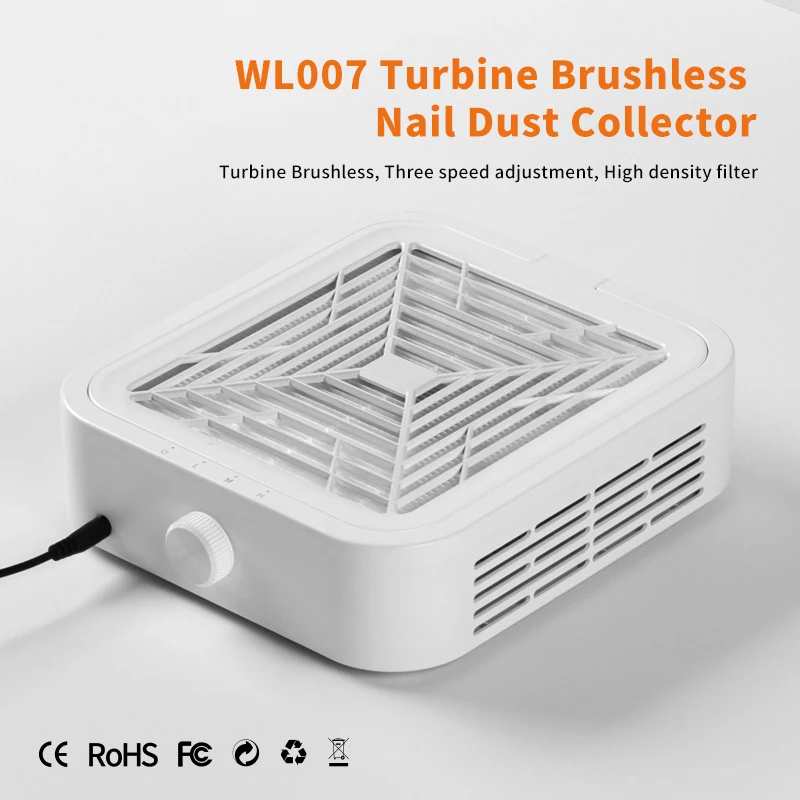 High Suction Power 120w Strong Power Electric Nail Vacuum Cleaner Dust Collector for Salon Manicure Desk with Reusable Filter