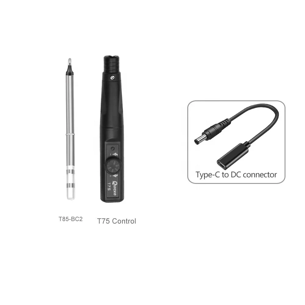Quicko Electric Soldering Iron Kit T75 96W Repair Tool Welding Solder Rework Station Heat Pencil Smart Portable Solder Iron Tips