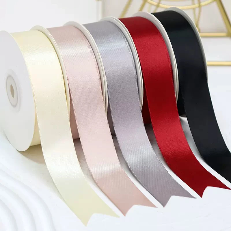 Mafolen Factory Cheap Webbing Gift Luxury many Colors 1cm Double Face Satin Ribbon Roll  Decorative Ribbons