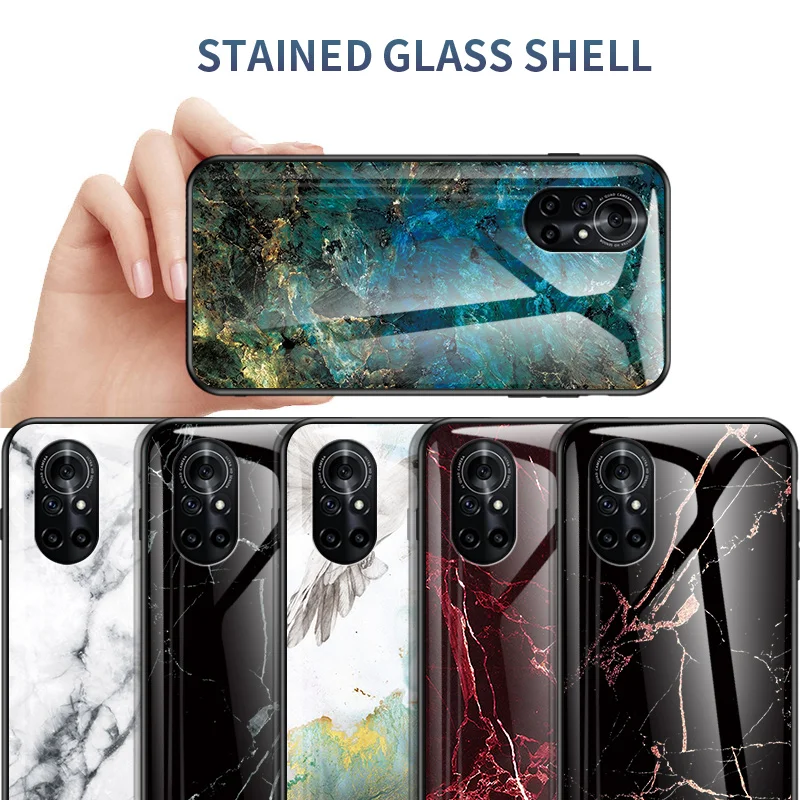 Waterproof Anti-fall Shockproof Phone Case for Huawei Nova 8/8 Pro Marble pattern OC010