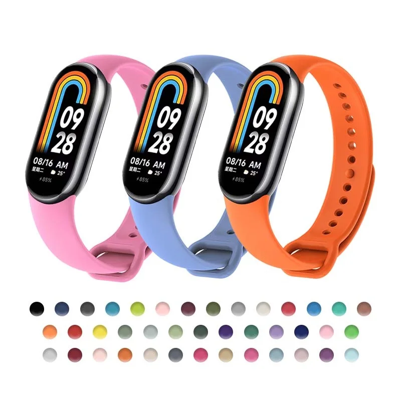 HMJ wholesale new silicone smart watch band belt sport wristband strap bracelet For xiaomi mi band 8 strap