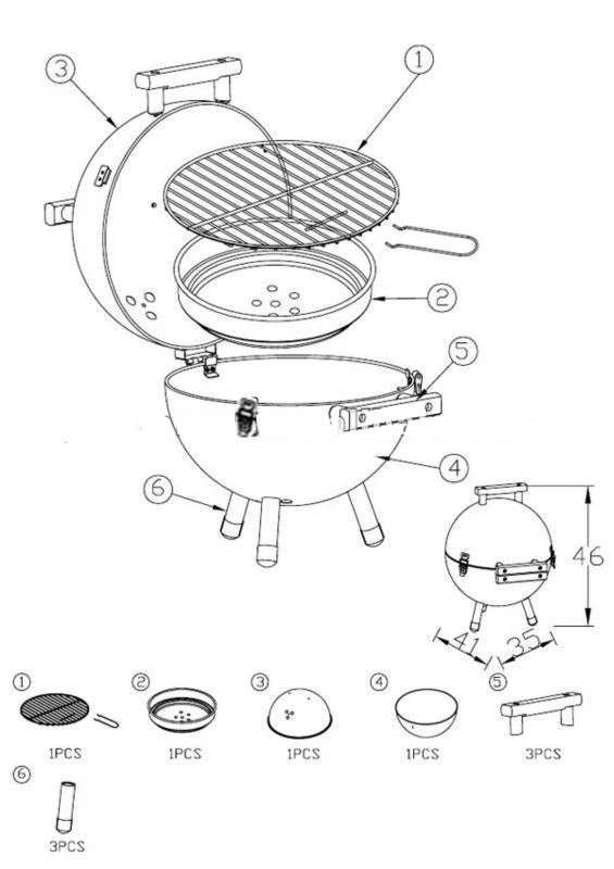 Portable Outdoor 12 Inches Barbecue Stove Baseball Shaped Outdoor Activated cooking burner BB Charcoal Grill