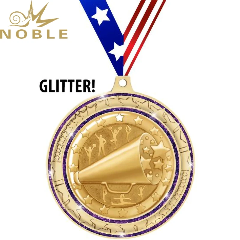 Factory Manufacturer Custom Gold Glitter Cheerleading Metal Medals for Women