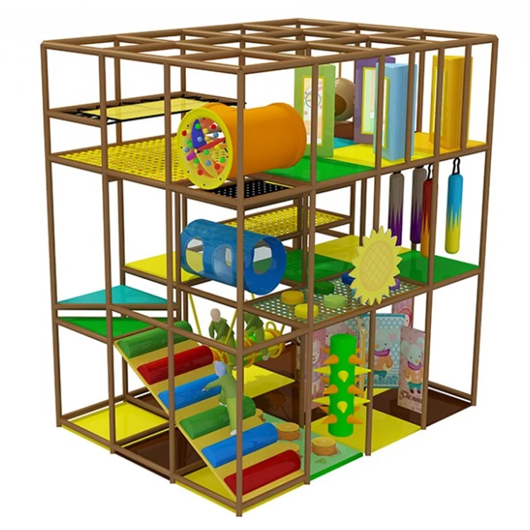 Interactive Indoor Commercial Athletic Playground Equipment for Kids Double Slide Park with Plastic Construction