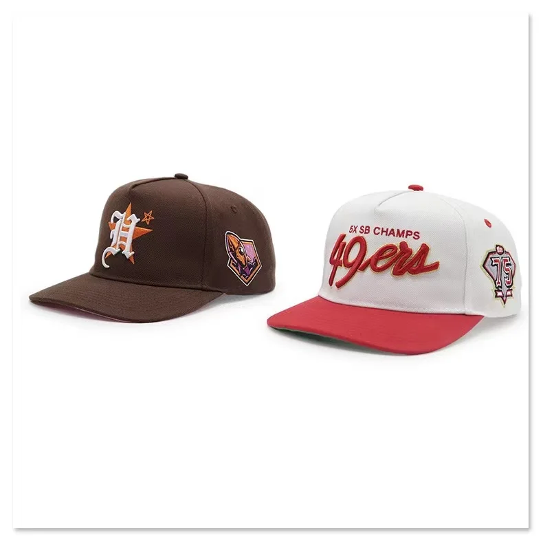 Two Tone Frame 5-Panel Baseball Caps with Embroidered Dot Pattern Sports Gorras Hats with Patch Baseball Cap Embroider