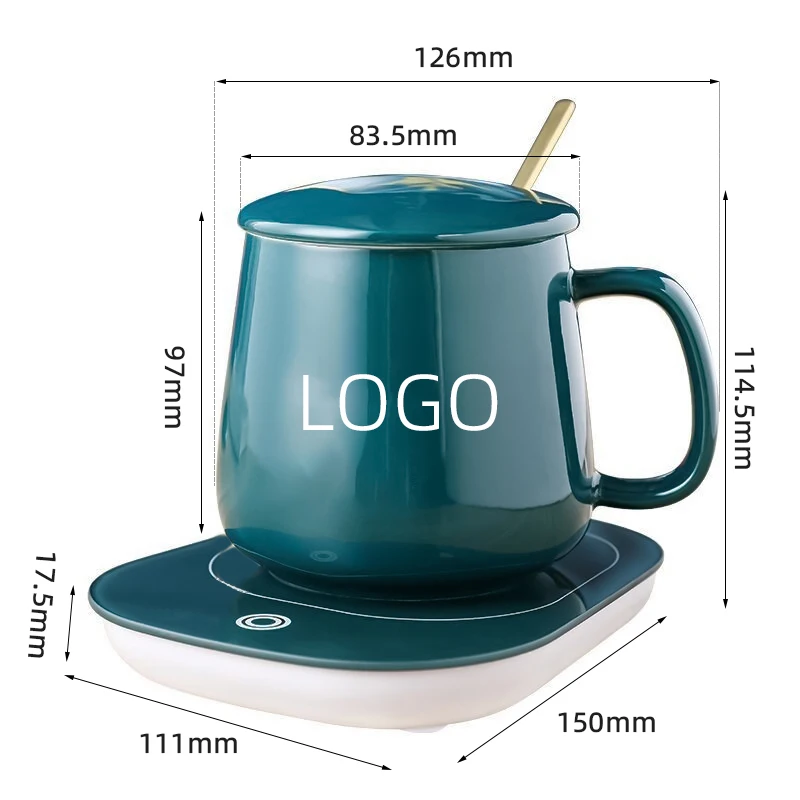 Winter Heating Coaster Thermostat Big Belly Reusable Ceramic Cups Taza De Temperatura Mug Sets Gift Box Cups With Spoon And Lid