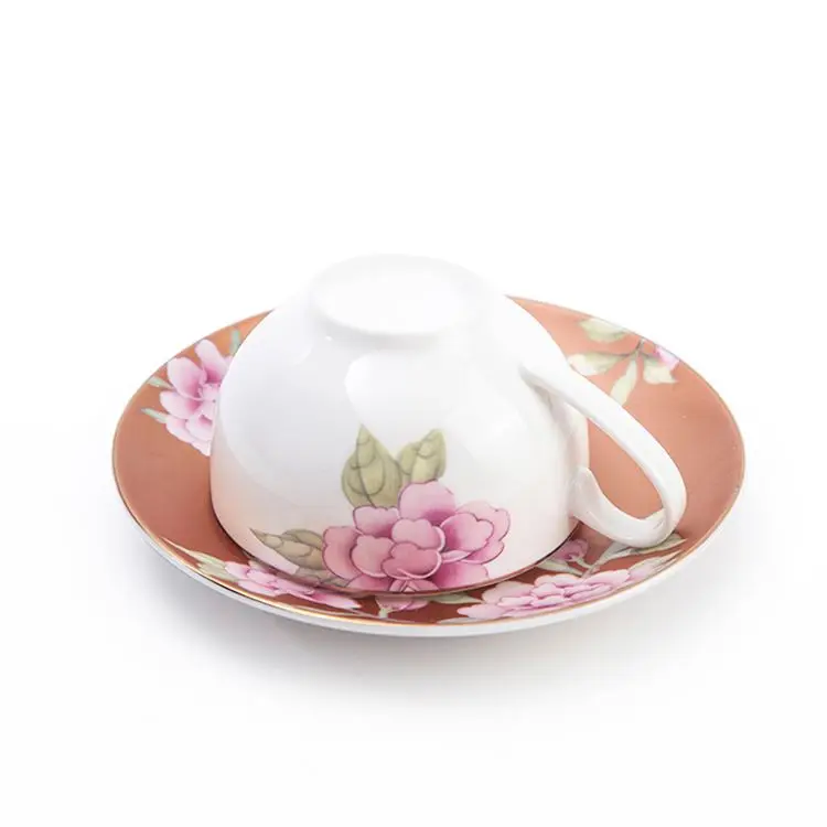 Designers Heart Flower Printing Coffee Cup And Mug Europ Ceramic Coffee Cup Set With Tea Pot