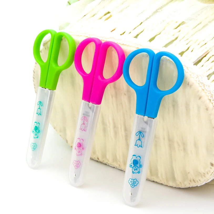 Students training scissors DIY handmade plastic blunt safety hand guard scissors