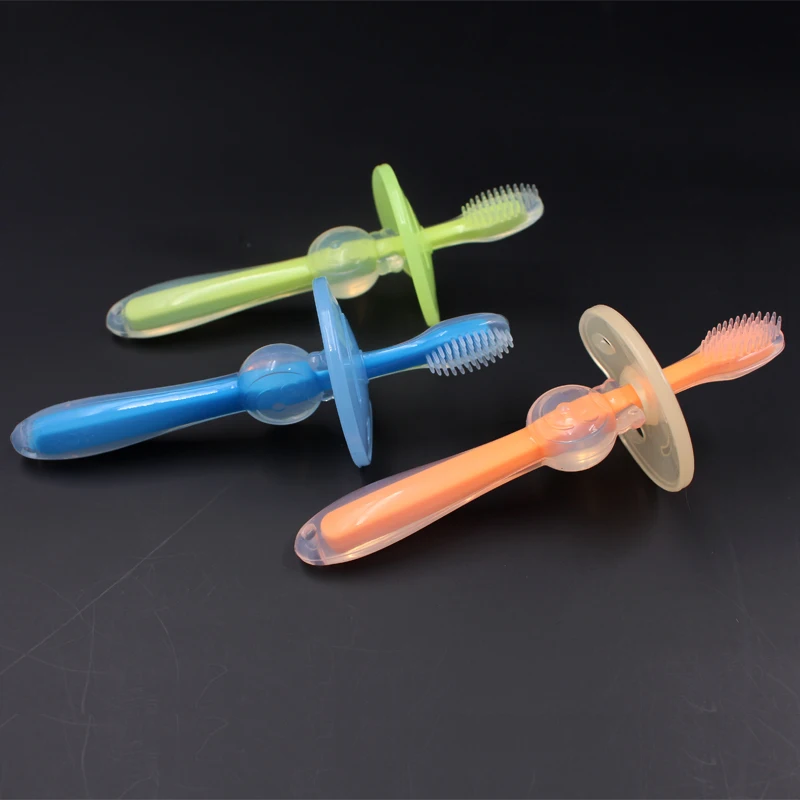 Capable Manufacturer Transparent Blue Handle Baby Silicone