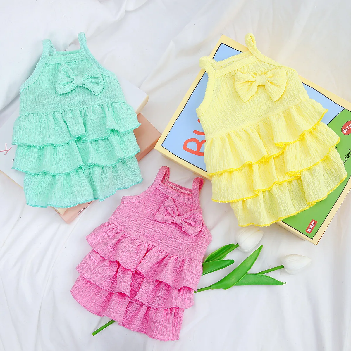 Cute Cotton Pet Clothing Spring Summer Puppy Dog Tutu Skirts Pet Party Dress Princess Frocks Lace Flower Girl Dog Clothes