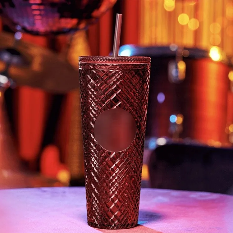 Star bucks Clear Red Pink Plastic Drinking Glasses Cups Tumblers with Lids Dessert Mugs Personalized Reusable Red Party Cups