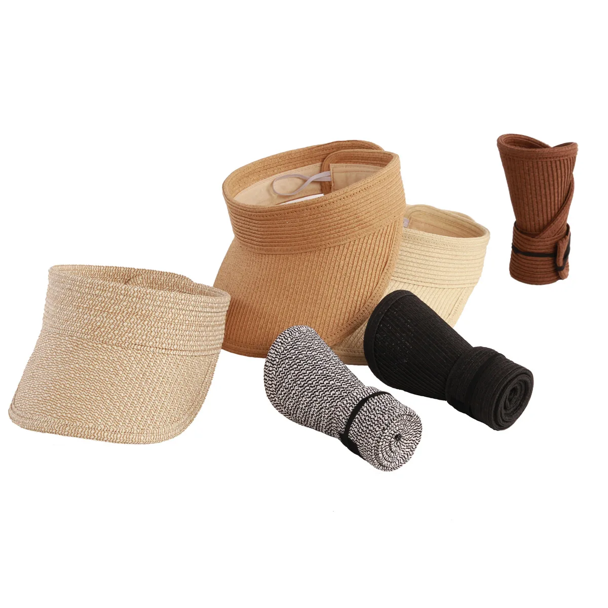 Hot Selling Sun Visor Hats Wide Brim Roll-up Straw Hats Summer Protection Beach Hat
