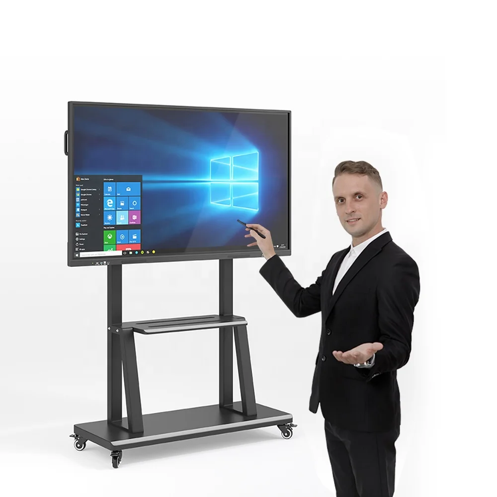 LCD Touch Screen Wholesale 55 65 75 86 100 Inch Whiteboard LED Black Smart Board Interactive 4mm Tempered Glass Silver Grey 40kg