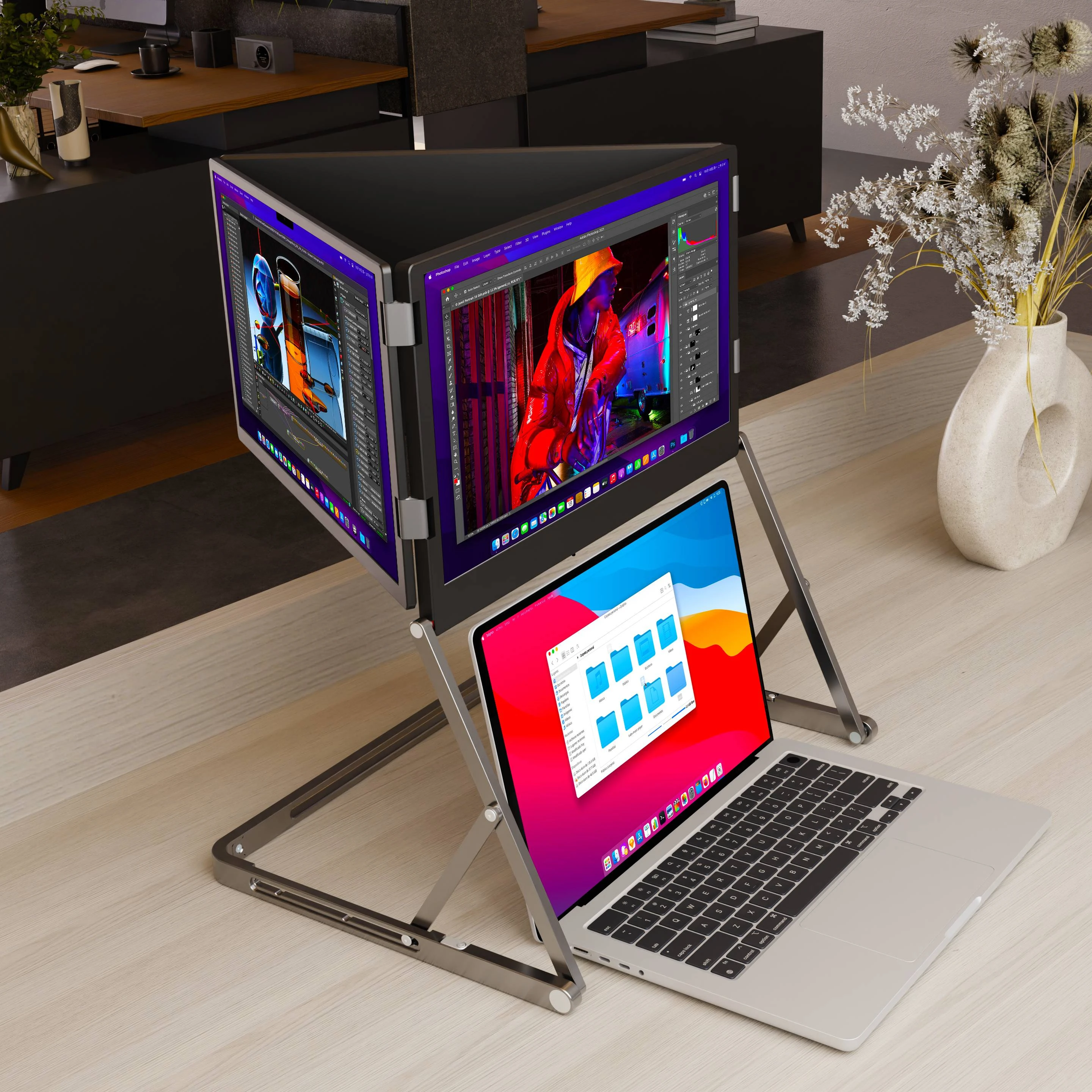 QuadCreate 15.6 Inch TriCreate 1080P FHD USB-C Aluminum Gaming Portable IPS Monitor Touch LCD Infrared for Business