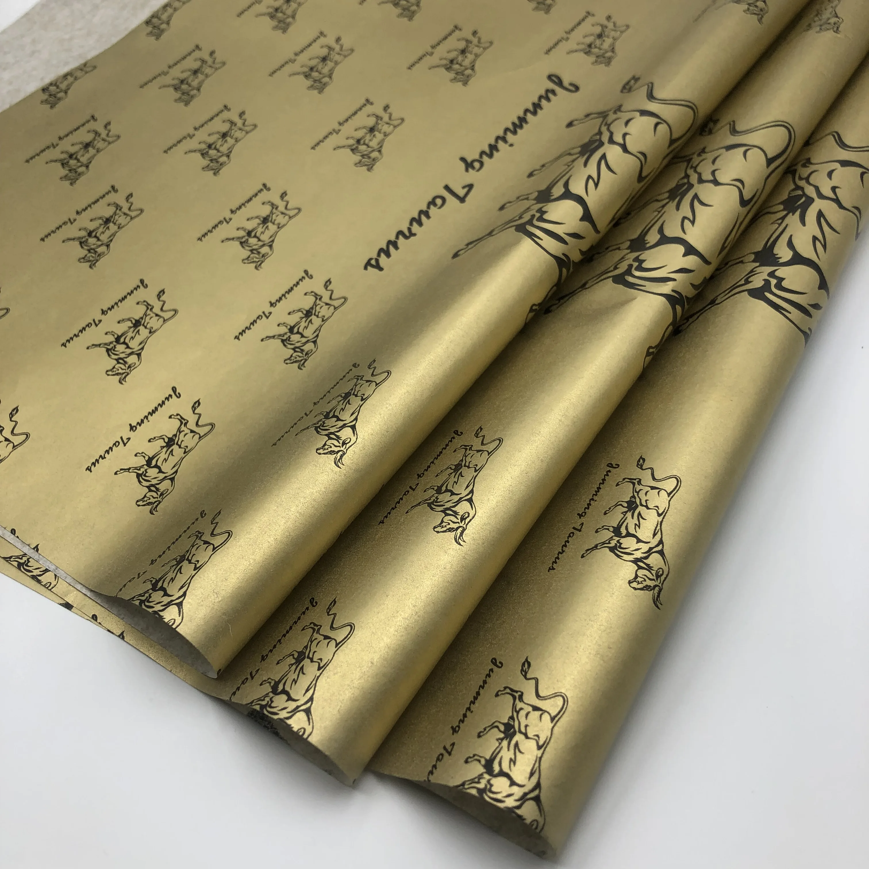 2022 Custom logo printed soft gold metallic 17/ 22gsm wrapping tissue paper silk paper