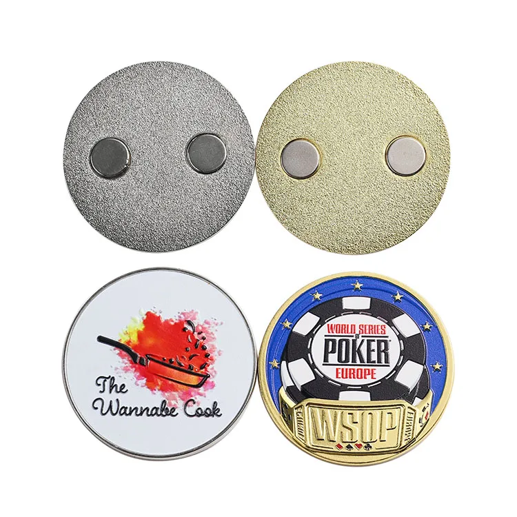 Metal custom print round colored poker chips fridge magnet