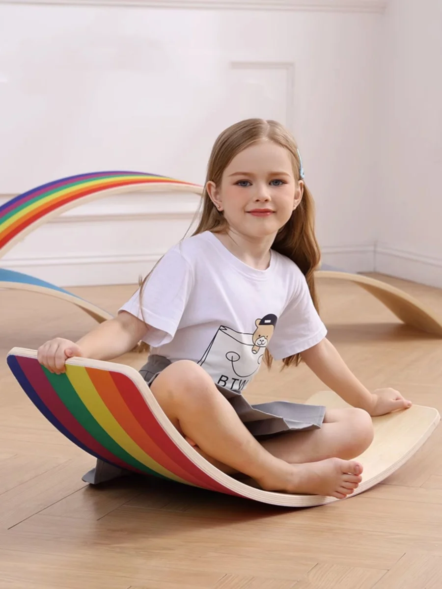 Wobble Curvy Educational Playing Yoga Toys Kids Wooden Balance Board For kids toy