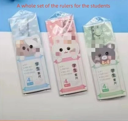 YE160    Sales promotion     Cartoon set ruler acrylic student ruler set protractor transparent soft triangle  ruler