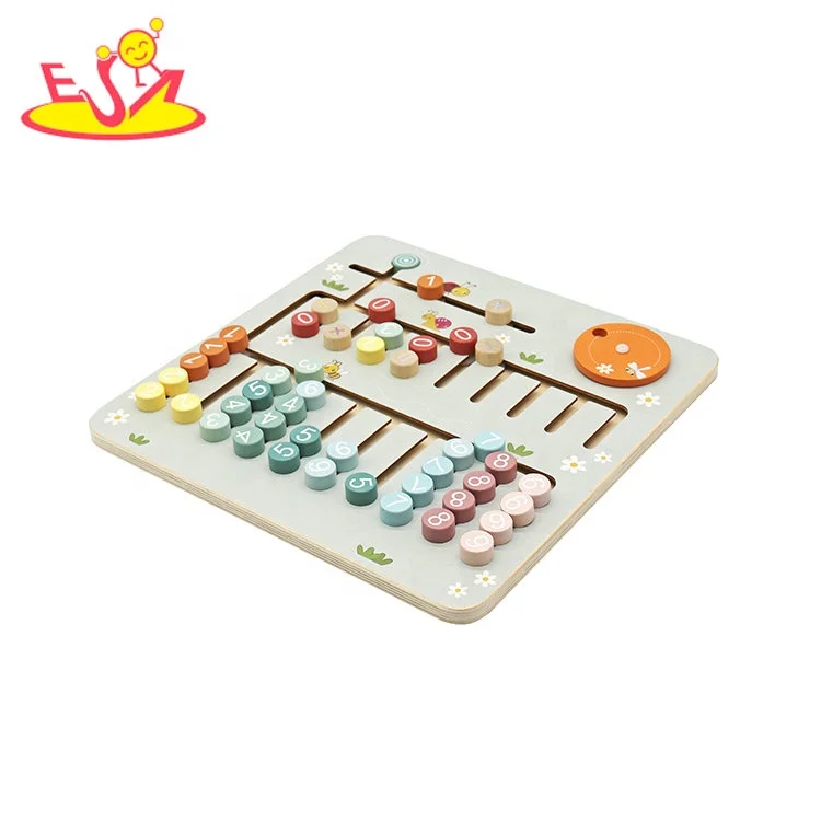 Early Learning Number Maze Board Game Wooden Calculation Math Toy For Kids W11H108
