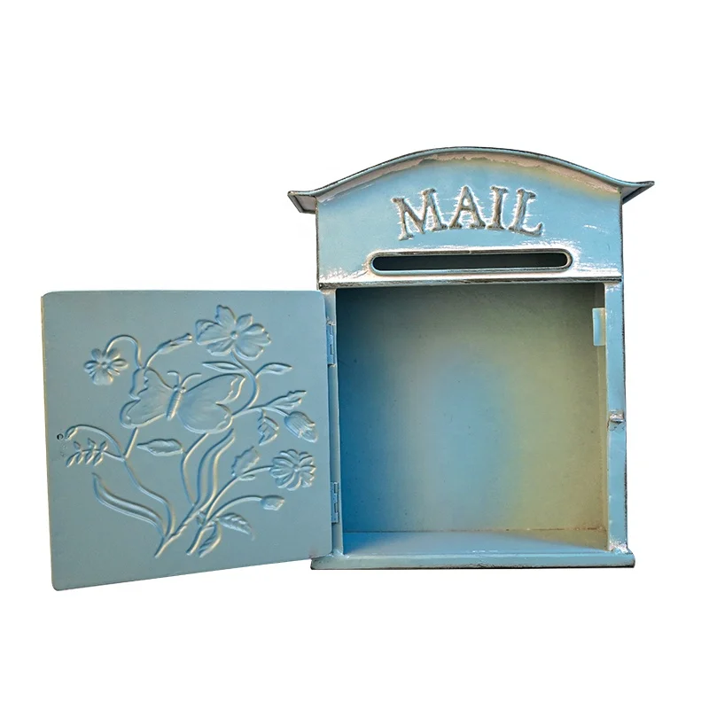 Weathered Metal mailbox wall mount Distressed letterbox Vintage Post Box outdoor decoration