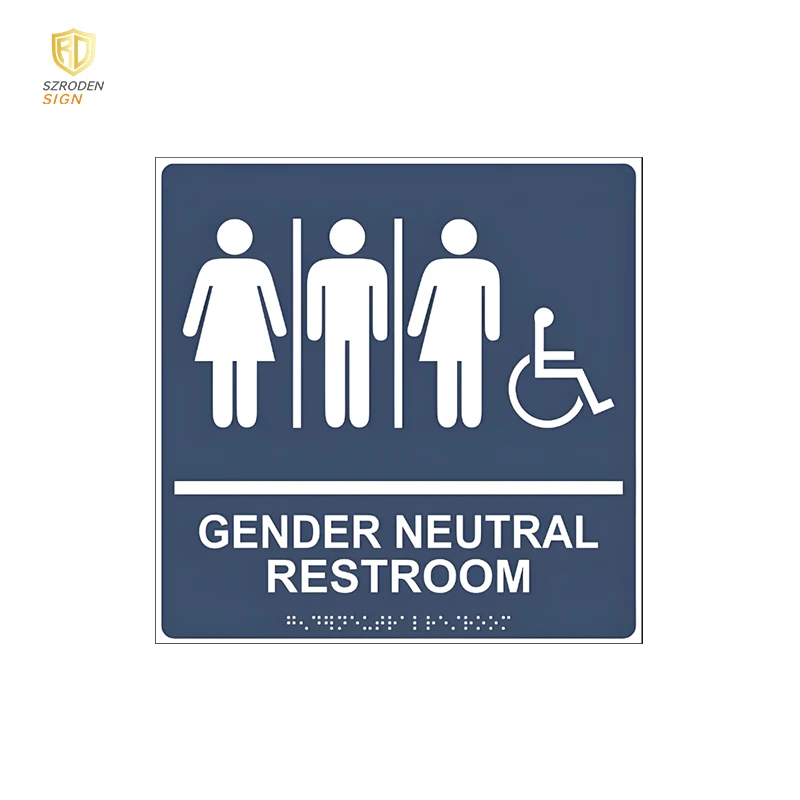 Factory ADA Braille Elevator Door Room Sign Plate Outdoor Metal Toilet Restroom Signage