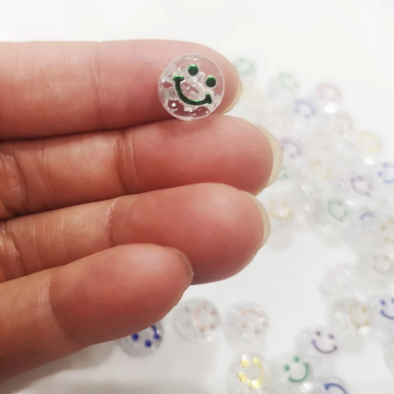 Wholesale 6mm*10mm 1650pcs/bag Plastic Acrylic Smile Face Beads Smiley Round Disc Beads For Jewelry Making