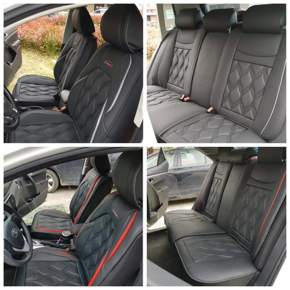 Sports Leather Car Seat Covers Full Set Protector Separate Head Cap Universal Fit for Ford Puma