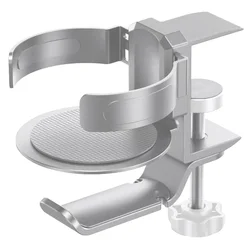 Under Table Headphone Holder Mechanical Telescoping Anti-Spill Cup-Holster 360 Rotation Hanger Stand Hook with Cable Organizer