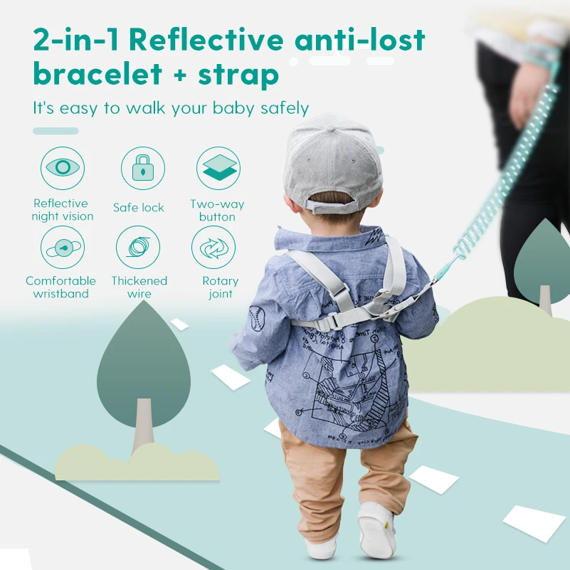 Boboduck High Quality 2 Pieces Custom Made Baby Traction Rope Shoulder Strap Anti-Lost Belt