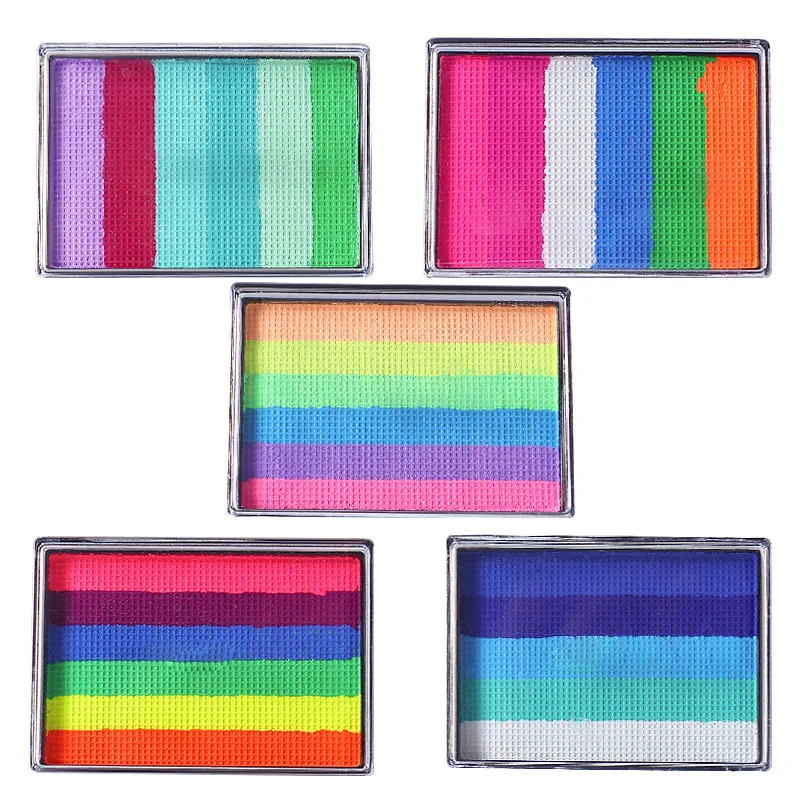 Make Up Fluorescent Body Art Water Soluble Pigment Face Paint Rainbow Cake 6 Colors Case Washable Halloween Festival