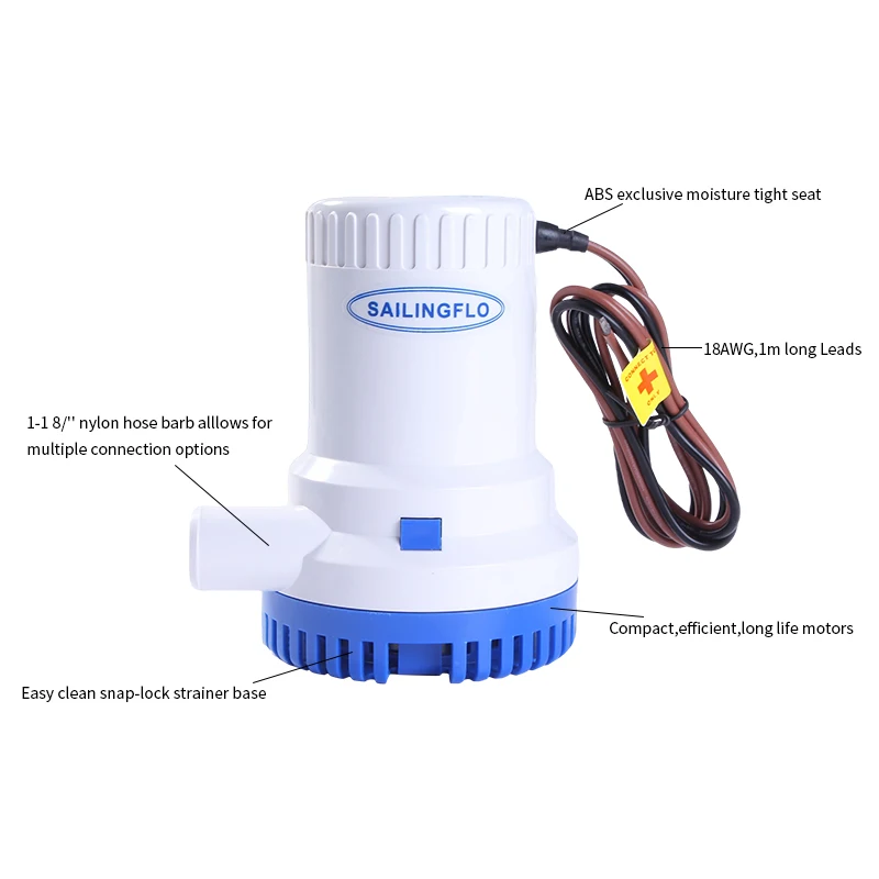 Singflo 2000GPH 12v dc mini lower price submersible water bilge pump float switch