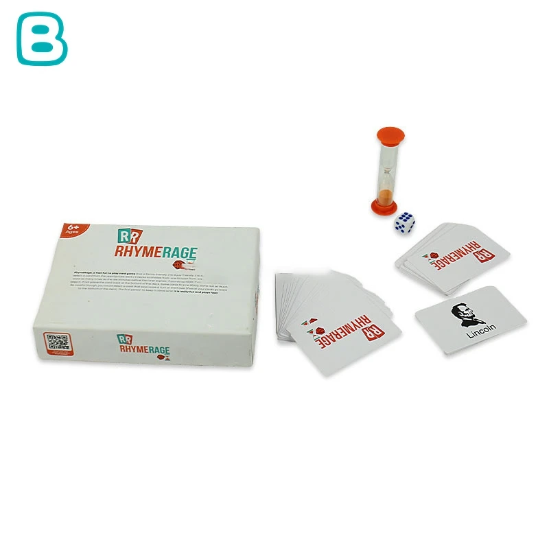 Customized High Quantity Board Game Custom Playing Card Game With Plastic 1min Hourglass For Adult Kid Party Playing