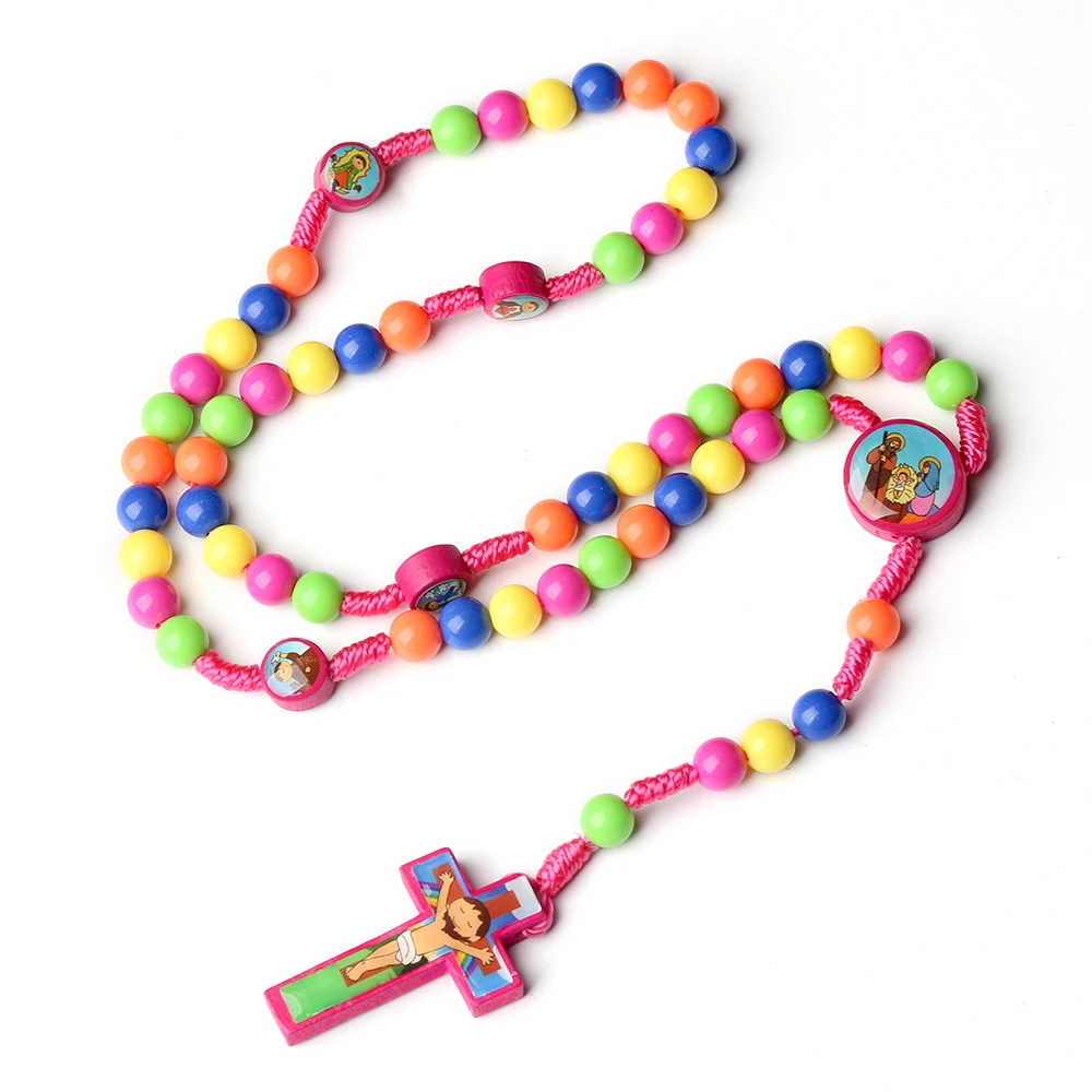 Rosary for kids Children Necklace Christian Catholic Jesus Christ Rosaries Holy Communion Baptism Prayer jewelry Church Gift