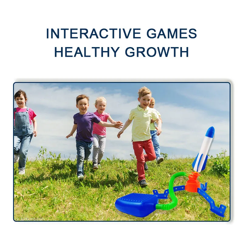 2024 New Fun Toy Light Soaring Rocket Launcher Kids Outdoor Sports Stomp Ejection EVA Foam Sponge Rockets Toy